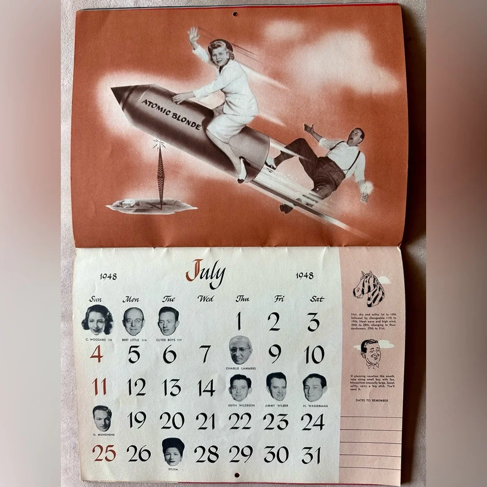 1948 Calendar RARE “Your Morning Matinee” Good Vintage Condition